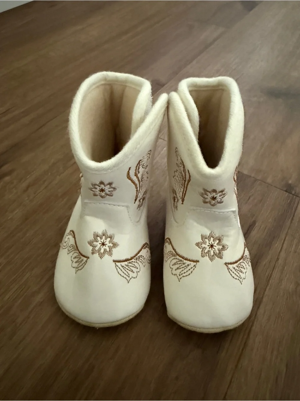 Cream Embroidered Baby Western Booties 6-12months
